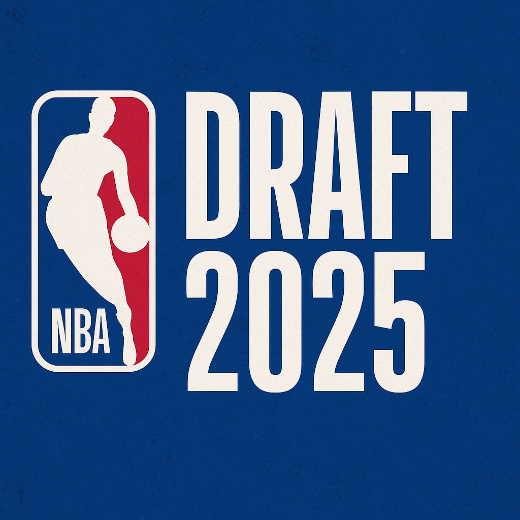 2025 NBA Draft official promotional graphic with NBA logo and bold text on blue background
